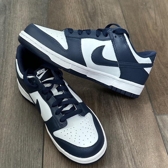 Nike Dunk Low Kids Navy and White Sneakers 6Y - Picture 4 of 5